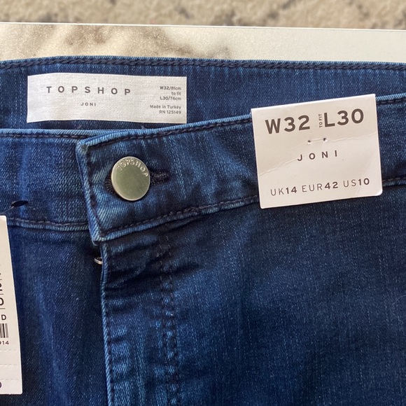NWOT Topshop Joni High Rise Super Skinny Denim Indigo Blue Jeans Jegging US 10 - Picture 7 of 10